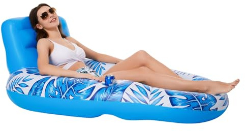 Pool Float Chair - Tanning Raft Lounger, Lightweight Inflatable Design | 62.99x47.24x27.56 Inches, Ergonomic Backrest Support, Multi-Use Pool Seat Perfect Adults Summer Water Leisure