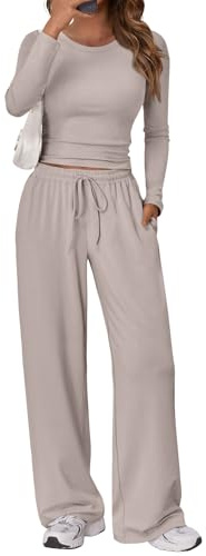 Trendy Queen Womens Two 2 Piece Matching Lounge Sets 2026 Early Fall Fashion Must Haves Y2K Workout Gym Clothes Comfy Airport Travel Vacation Luxury Outfits Sweatsuit Winter Clothing