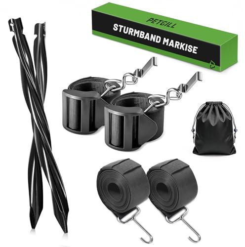 PETGILL Storm band awning set for Thule Omnistor - (suitable for storm protection awning motorhome) - storm band for awnings, caravan tie down straps kit with storm line