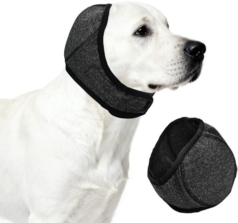 RUGBOL Hunde-Ohrenschützer, Einstellbarer Lärmschutz, Komfortable Kopfbandage für Bad, Pflege, Gewitter und Feuerwerk (L)