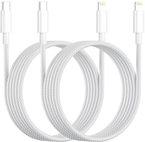 Cable iPhone USB C, Cable USB C vers Lightning [2M/Lot de 2], Certifié Apple MFi Cable Lightning USB C Cable iPhone Charge Rapide Cable Chargeur iPhone Fil pour Apple iPhone 14/13/12/11/XS/X/8/7/iPad