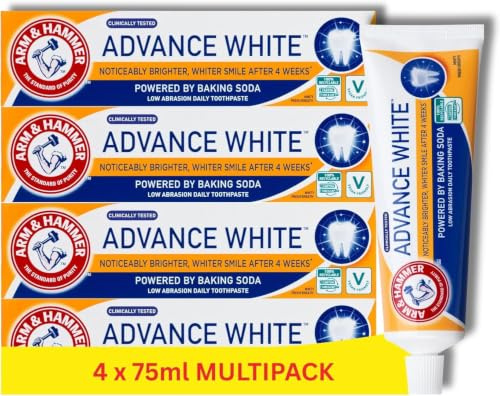 Arm & Hammer Advance White Toothpaste, Whiter Smile, 4 x 75ml Multipack