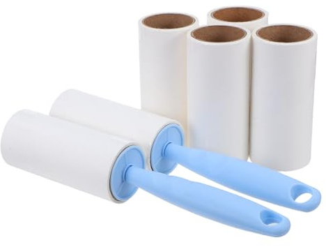 FRCOLOR Rullo Levapelucchi Adesivo Portatile Riutilizzabile Set 8 Pezzi per Rimuovere Peli di Animali Domestici da Vestiti, Mobili e Tappeti, Strumento Compatto per Viaggi e Pulizia