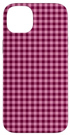 Custodia per iPhone 14 Plus Rosa Borgogna Mini Gingham Carino Piccolo Check Cottagecore