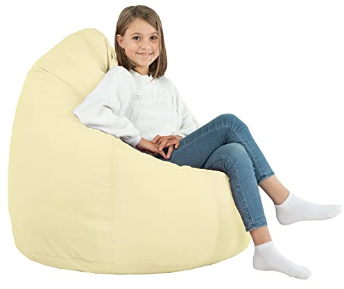 Italpouf , Sitzsack XL Größe, Sitzkissen, Riesensitzsack, Indoor, Kunstleder, Sitzsack Sessel für Kinder und Erwachsene, EPS Perlen Füllung, Zertifiziert, Cremig