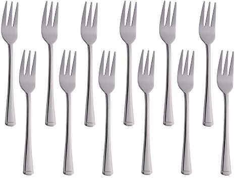 Buyer Star Stainless Steel Cake and Pastry Forks, 12 Pieces, Silver Harley Pattern Mini Forks for Fruit Salad