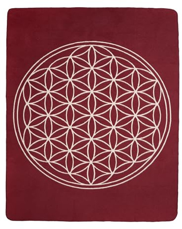 Yogabox Yogadecke Blume des Lebens 150 x 200 cm - regional hergestellt, Bordeaux/Natur