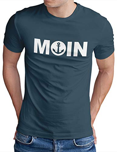 OM3® Moin mit Anker T-Shirt | Herren | Slogan Meer Spruch Küste Statement Norden | S - 5XL