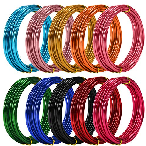 Belle Vous Aluminium Draht Schmuckdraht Basteldraht Bunt (10Stk) – Aluminiumdraht Stärke 10 Aludraht Rollen 5m – 10 Farben – Biegsamer Metalldraht Biegedraht zum Basteln, Floristik, Schmuckherstellung