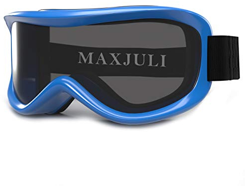 MAXJULI Kids Ski Goggles - Helmet Compatible Snow Goggles for Baby &Toddler with 100% UV Protection Age 0-4 (Blue/Grey)