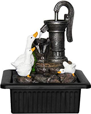 Creative Touch Fountain Edition Jemima Water Fountain with LED Light | Size 21 * 17.5 * 25 Cm | Dual USB & 3 Pin UK Plug Included