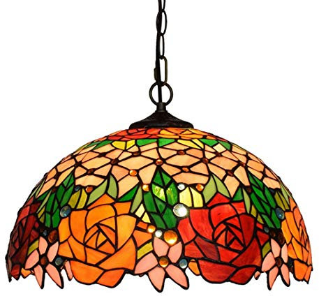 40CM Pendelleuchte Hängelampe Glas Vintage Kreativ Esszimmer Wohnzimmer Küchen Bar Schlafzimmer E27 LED Innen Deckenbeleuchtung Landhaus-Stil Höhenverstellbar mit Rund Rustikal Bunt Glas Schirm
