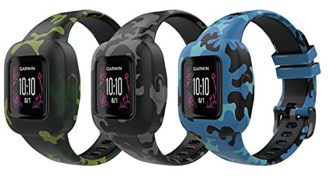 MoKo 3-Pack Armband Kompatibel mit Garmin Vivofit jr. 3 für Kinder, Silikon Ersatzarmband Sport Armband Wechselarmband mit Druckmuster, Tarnblau/Tarngrau/Tarngrün