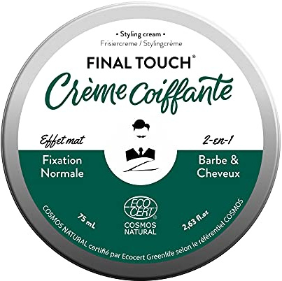 Monsieur BARBIER Hår- och Skäggkräm 2-i-1 Herr | Normal fixering, matt effekt. Jojoba- och solrosvax. 100% naturligt, veganskt, Ecocert/Cosmos-certifierat.
