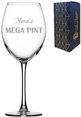 Personalised Engraved Mega Pint Wine Glass,19oz, Funny Novelty Birthday Gift, Bold Design, Engraved in The UK