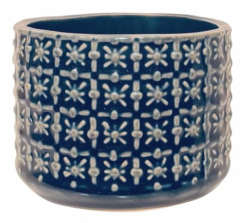 Nordring Pot de Fleur Cross - Pots de Fleurs décoratifs Couleur pour intérieur Style rétro créatif S (10 cm ø), Couleur pétrole, Céramique
