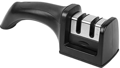 Wellehomi Professional Knife Sharpener with Premium Two Stages, Black | Manual Knife Sharpener with Non-Slip and Ergonomic Design