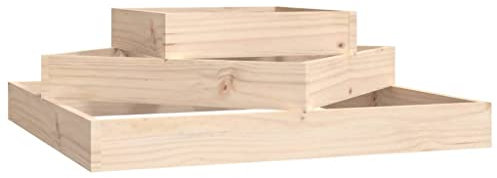 vidaXL Solid Wood Pine Planter Outdoor Pot Wooden Raised Bed Garden Flower Pot Stand Vegetable Bed Herb Growing Pyramid 83x83x27 cm