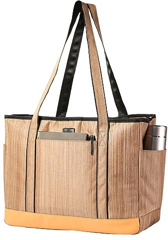 Monanller Modische Lehrer-Tragetasche, große Arbeitstasche mit Laptopfach für Damen und Herren, Beige, 17*6.8*13inches, Tragetasche für Lehrer