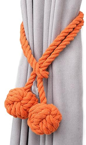 Gardinenbänder 2 Stück Vorhangzubehör Umreifungsband Vorhang Umreifungsband Kordel Krawatte Gardinenkrawatte Vorhang Krawatte Bett Vorhangband, Orange