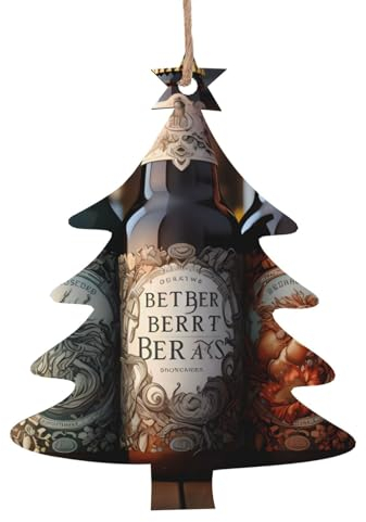 Weihnachtsdekorationen – Weihnachtsbaumschmuck-Set aus Holz, festliche Heimdekoration, Holzschneeflocken, 3 Bierflaschen