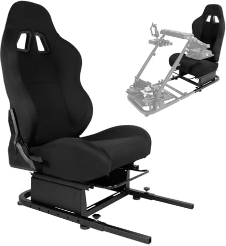 Anman Racing Simulator Cockpit with Black Seat Fit for Minneer Dardoo Flight Sim Game Chair with Neck Pillow Lumbar and Seat Belt Drilling Support for DIY, Not Included Wheel Shifter Pedal