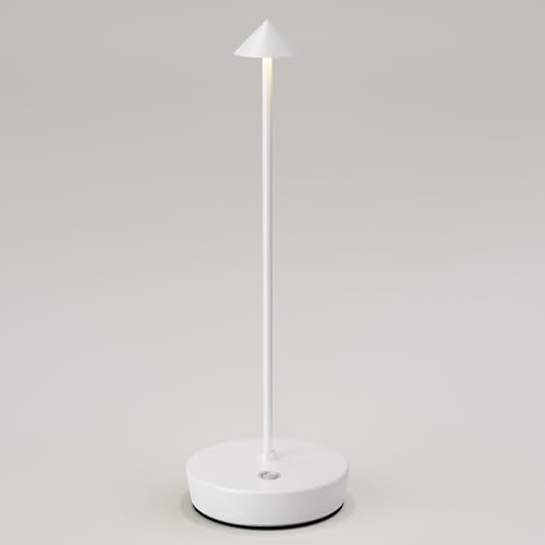 SLSMD Tischlampe Kabellos IP54 Led Outdoor Lampe 6000mAh Akku Camping Schreibtischlampe Aufladbar Nachttischlampe Touch Tischleuchte für Innen/Außen (Weiß)