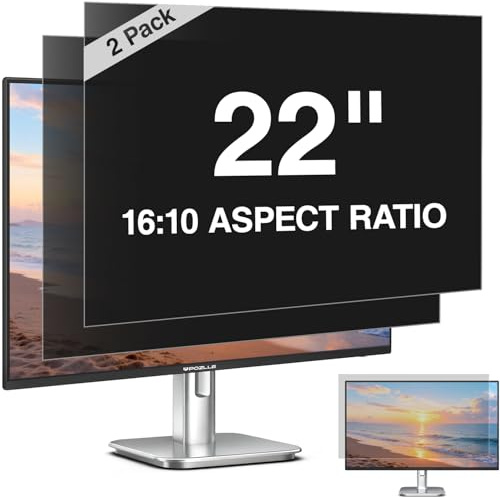 Pozlle Lot de 2 Filtre de Confidentialité pour Écran PC 22 Pouces 16:10, Film de Confidentialité Amovible pour Moniteur Ordinateur, Protecteur d'Écran Anti-Espion, Anti-Lumière Bleue