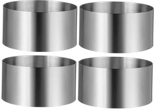 IMIKEYA Round Cake Ring 4pcs Stainless Steel Circle Pancake Mold Cookie Cutters Muffin Ring Mousse Cake Baking Mold DIY Bakeware Tool for Wedding Household