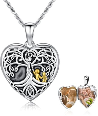 REDSUN Herz Medaillon Halskette 925 Sterling Silber Schmetterling Foto Kette Kristall Blau/Rosa/Rosenrot Amulett für Damen Fotos Personalisierte Anhänger Geschenke für Freundin Frau Mutter