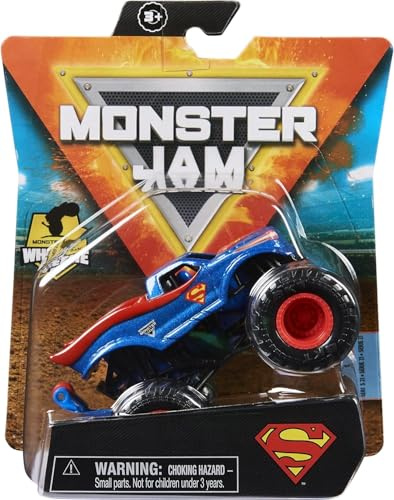 Monster Jam, Camión monstruo oficial de Superman, vehículo fundido a presión, serie de héroes y villanos, escala 1:64