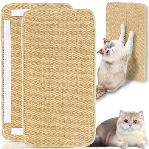 Kratzmatte Katze Wand 50 x 25 cm, Selbstklebende Kratzmatte für Katzen, rutschfest Kratzteppich Katze, Sisal Teppich Katzen, Kratzbretter Katze für Schützt Teppiche und Sofas