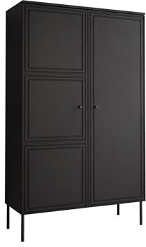 Mirjan24 Vitrine Pyrunt Bis, Standvitrine mit 8 Fächer, gedämpftem Schließsystem, B:100 x H:166 x T:39 cm, Vitrinenschrank für Wohnzimme, Mehrzweckschrank (Schwarz)