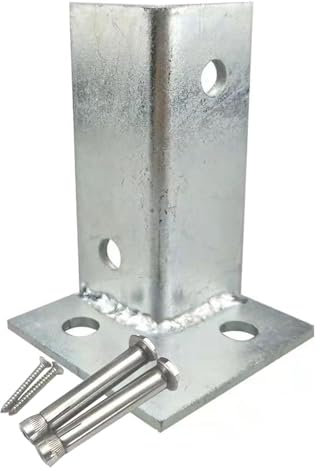 Post Base Anchor,1 PCS 201 Stainless Steel Deck Railing Post Flange Anchor Base, Pergola Suppor Post Sleeve, Silver Metal Adjustable Column Bracket