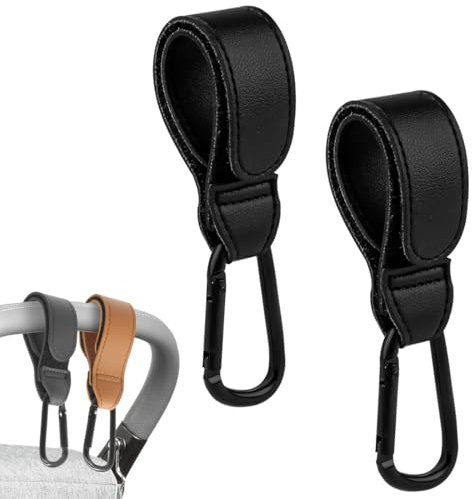 SGERUFZ 2 Stück Kinderwagen Haken Karabiner Kinderwagen Haken Kinderwagen Kinderwagenhaken Haken für Kinderwagen Kinderwagen Haken für Taschen für Kinderwagen Einkaufswagen (Schwarz)