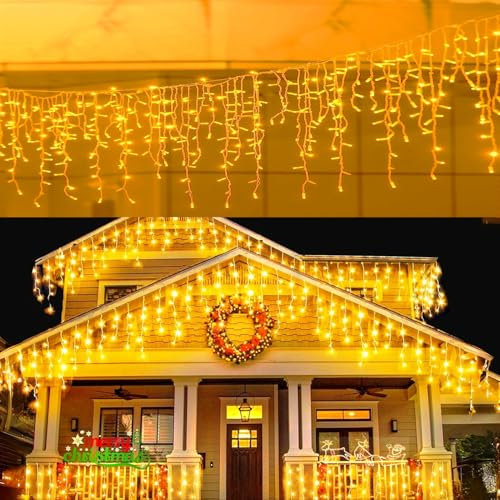 Loyyz Guirlande Lumineuse Extérieure Noël,5M 200 LED Rideau Lumineux Exterieur avec 8 Modes,IP44 Étanch Decoration Noel Exterieur pour Balcon Toit Noël Mariage