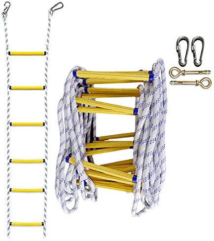 Échelle de secours en corde, échelle de sécurité d'évacuation de 2 à 10 étages, échelle de secours en cas d'incendie, échelle de sauvetage ignifuge avec crochets, échelle de secours en cas d'incendie