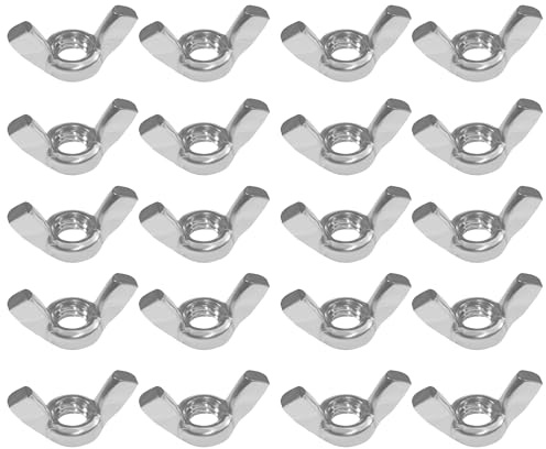 TIOMIOSEA Flügelmutter M8, 20 Stück Flügelmuttern Edelstahl 304 DIN315 Flügelschrauben Wing Nut Metric Thread, für Heimwerker DIY Tools elektronische Geräte Hardware, Silber