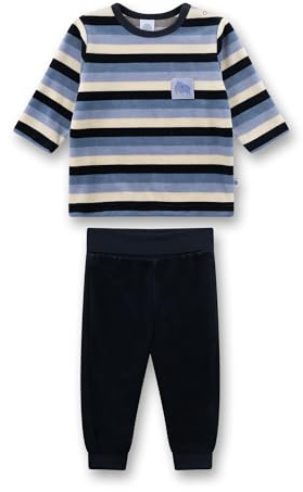 Sanetta Jungen-Schlafanzug blau Mammut aus Nicki | Nachhaltiger und bequemer Schlafanzug aus Nicki für Jungen.
