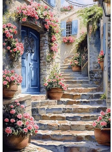 BOWETILE Flor 5D DIY Diamond Painting Kit Completo, Casa Pintura de Diamante, Flor DIY Cristal Pintura de Diamante Para Adultos, Decoración de Pared 30x40 cm