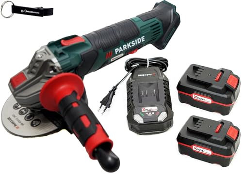 HEADNMORE® Bundle - PARKSIDE® 20V Akku Winkelschleifer PWSA 20 im Transportkoffer + HEADNMORE® Schlüsselanhänger (2x4Ah Akku)