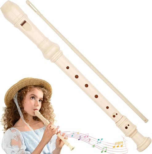 Blockflöte Holz,8-Loch Sopranblockflöten,Blockflöte für Kinder Anfänger,8-Loch-Flöte für Erwachsene,C-Sopran Blockflöte Deutsche Griffweise,Geeignet Kinder,Erwachsene und Anfänger mit Reinigungsstab