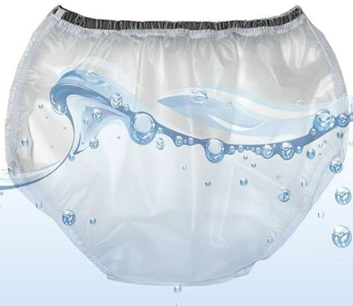 Waterproof Underwear, Leakproof Plastic Underwear for Women Washable Incontinence Pants for Men Protective Waterproof Pants Knickers for Incontinence Care Reusable Plastic Pants Adults L