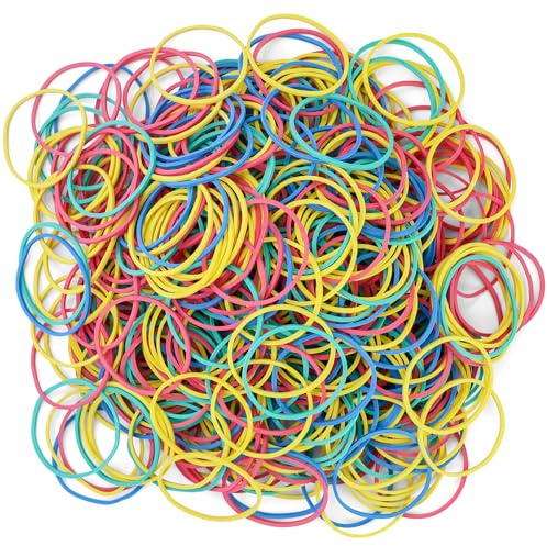 550 gomas de colores, anillos de goma de 38 mm, pequeños para el hogar, oficina, escuela (4 colores)