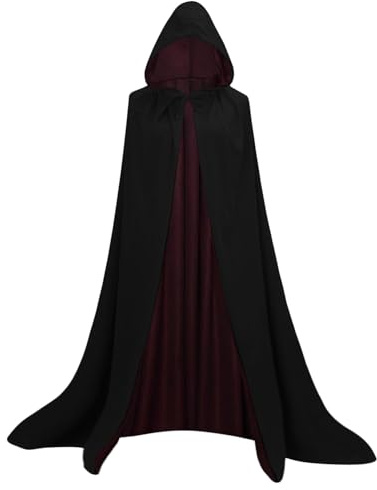 Ulife Mall Hooded Cape Halloween Hooded Cape Cloak Unisex Adult Vampire Witch Cosplay Accessories Fancy Dress Costume Halloween Masquerade Party-150cm