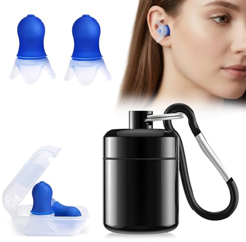 Ohrstöpsel Gehörschutz Noise Cancelling,Ohrstöpsel zum Schlafen,Silikon Earplugs mit Hi-Fi Filter für Schlaf Reisen Konzert Festival,Weich Ergonomisch Wiederverwendbar mit wasserdichtem Alubehälter