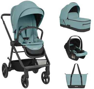 Kikka boo Kombikinderwagen Mia 3 in 1 Babywanne Babyschale Wickeltasche Matratze grün