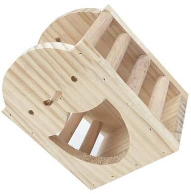 MUELODSIC Holz futterhalter für Meerschweinchen und Kleintiere Khakifarbene Heuraufe mit Stab Universeller Käfighalter für Kaninchen Nager Alfalfa Grasspender Einfach zu Befestigen