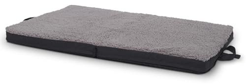 Sleezzz Ergonomische Hundeklappmatratze, Anthrazit, Kunstleder und Plüsch, Memory-Schaum, Waschbar, Klappbar mit Tragegriff, Antirutsch-Unterseite, 60 x 40 x 5 cm (S)