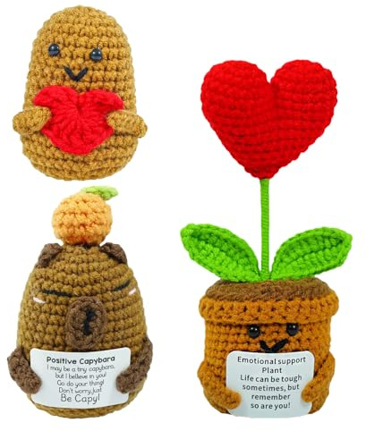 FOLAI Häkeltiere mit Emotionaler Unterstützung, Handgefertigte Kuscheltiere für Positives Wohlbefinden